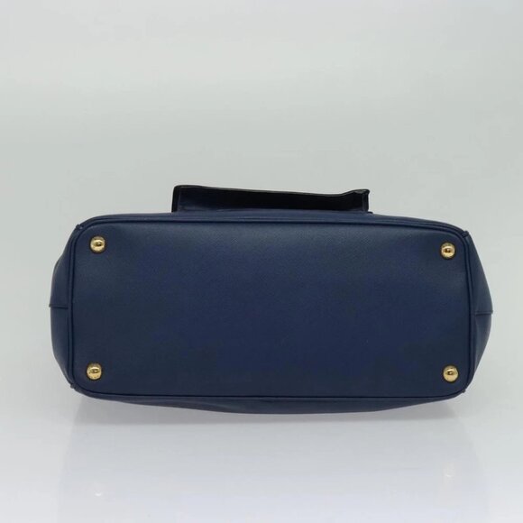 PRADA Hand Bag Safiano leather 2way Blue Gold Auth 125760 - Picture 6 of 14